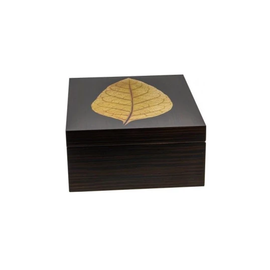 Adorini Verona Deluxe sötétbarna csíkos humidor dohánylevél mintával - Humidor 40-80 szál szivarnak