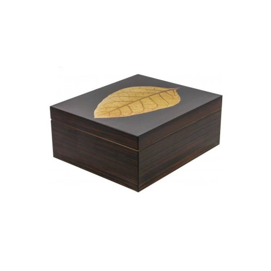 Adorini Verona Deluxe sötétbarna csíkos humidor dohánylevél mintával - Humidor 40-80 szál szivarnak