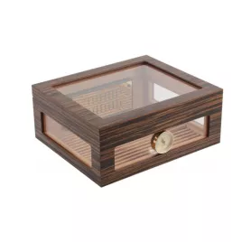 Adorini Treviso Deluxe üveges humidor ébenfa borítással – 75 szál szivarhoz, külső hygrométerrel