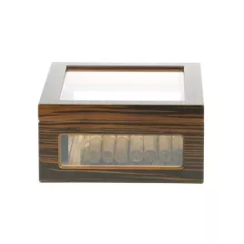 Adorini Treviso Deluxe üveges humidor ébenfa borítással – 75 szál szivarhoz, külső hygrométerrel