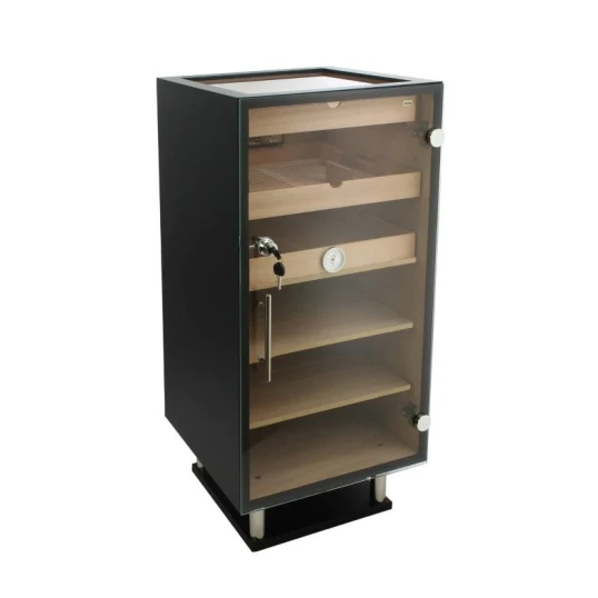 Adorini Prato Deluxe fekete humidor szekrény – üveges tetővel, akár 1200 szál szivar részére - Humidor 80-150 szál szivarnak
