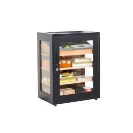 Adorini Salina Black humidor szekrény – üveges kivitel, elektromos párásítóval, LED világítással, akár 1500 szál szivar részére