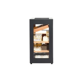 Adorini Salina Black humidor szekrény – üveges kivitel, elektromos párásítóval, LED világítással, akár 1500 szál szivar részére