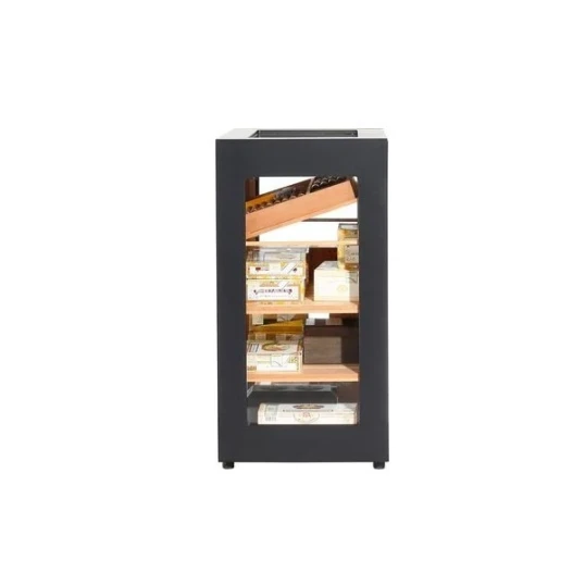 Adorini Salina Black humidor szekrény – üveges kivitel, elektromos párásítóval, LED világítással, akár 1500 szál szivar részére - Humidor 80-150 szál szivarnak