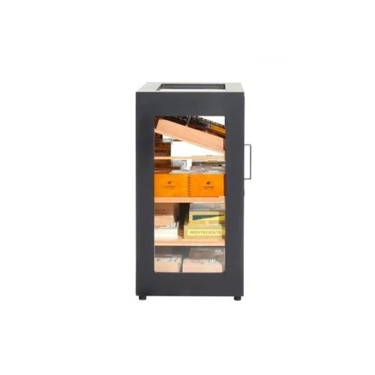 Adorini Salina Black humidor szekrény – üveges kivitel, elektromos párásítóval, LED világítással, akár 1500 szál szivar részére - Humidor 80-150 szál szivarnak