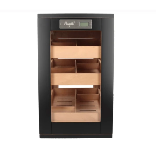 Angelo üveges humidor szekrény 90–110 szivarhoz, cédrusfa belsővel, digitális hygrométerrel – matt fekete