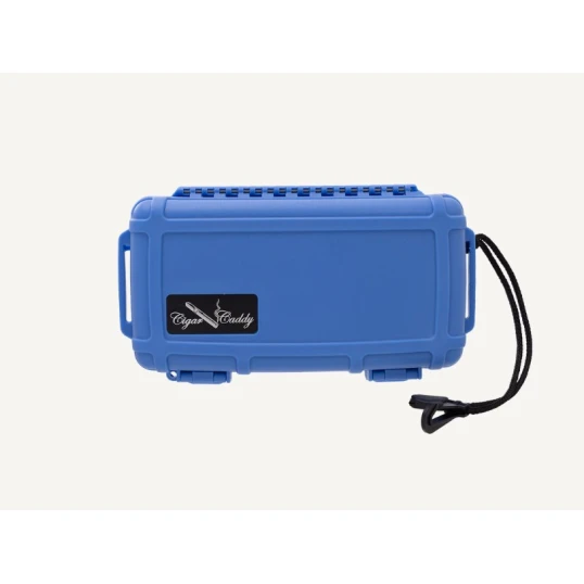 Cigar Caddy Blue kis méretű utazó humidor 5 szál szivar részére, kézre akasztható pánttal - kék - Humidor 5-20 szál szivarnak