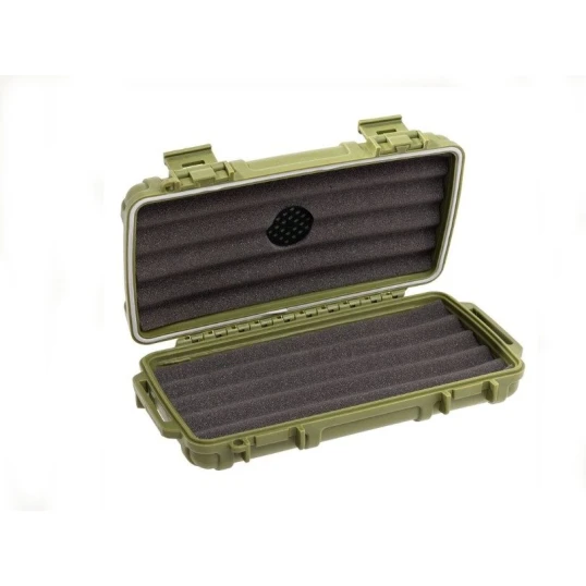 Cigar Caddy Blue kis méretű utazó humidor 5 szál szivar részére, kézre akasztható pánttal - zöld