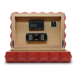 Colibri Quasar humidor 45-50 szál szivar számára, matt piros színű digitális hygrométerrel - Daniel Marshall Edition