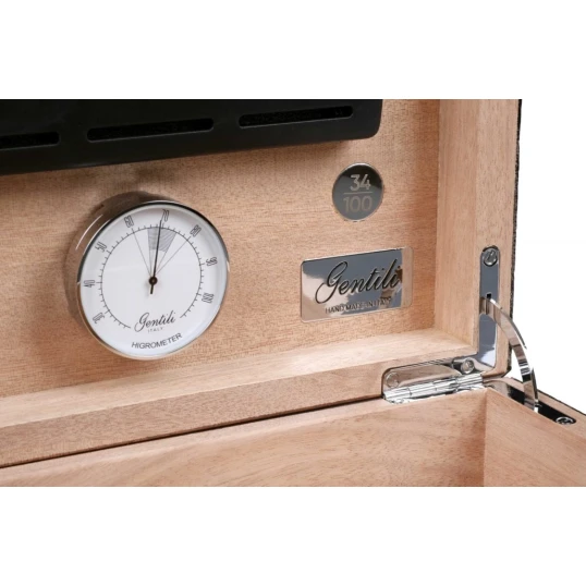Gentili Limited Edition Ebano Makassar humidor – krokodilbőr borítással, 50–70 szivar részére – 82/100 - Humidor 40-80 szál szivarnak