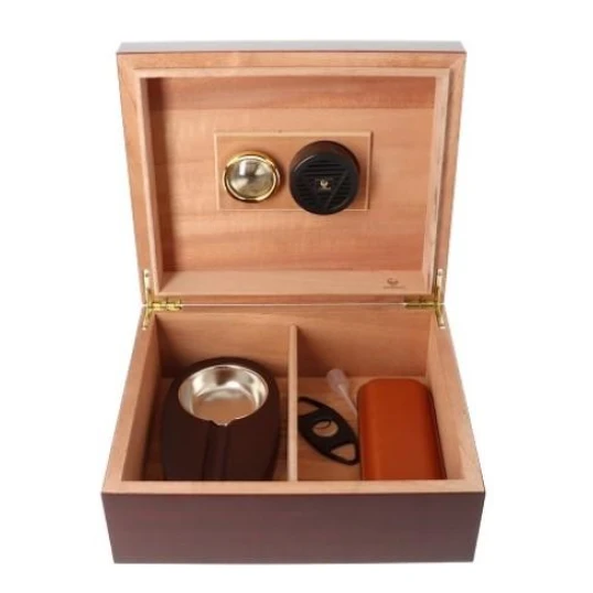 Germanus humidor 40 szál szivar részére, barna színű szivar tároló doboz + AJÁNDÉK szett! - Humidor 20-40 szál szivarnak