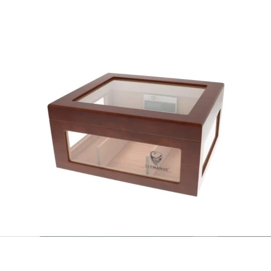Germanus humidor – vörösesbarna, üveges, 100 szálas, digitális higrométerrel - Humidor 80-150 szál szivarnak