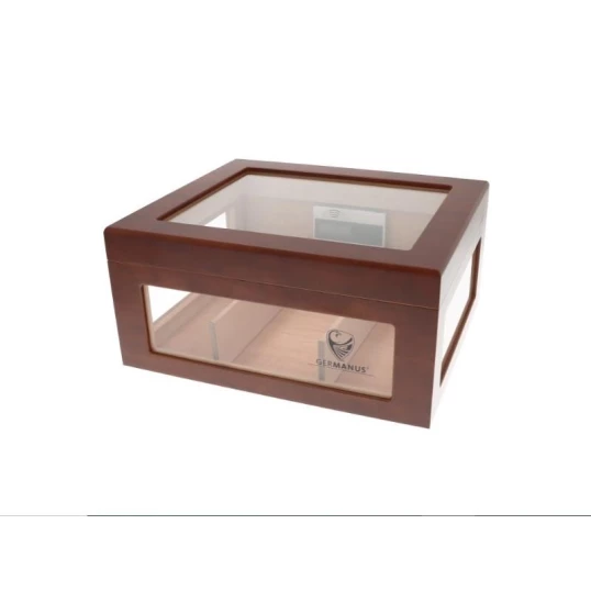 Germanus humidor – vörösesbarna, üveges, 100 szálas, digitális higrométerrel
