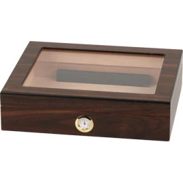 Padonio humidor 25 szál szivar részére, cédrusfa belső, üvegtető, párásító, hygrométer- dió