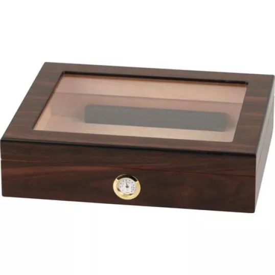 Padonio humidor 25 szál szivar részére, cédrusfa belső, üvegtető, párásító, hygrométer- dió
