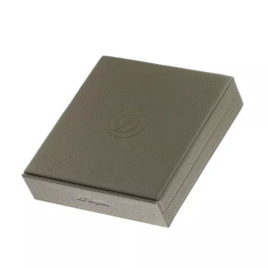 Bőr borítású kézzel készített S.T. Dupont Okoumé fával bélelt utazó humidor 8 szál szivar részére-Khaki zöld