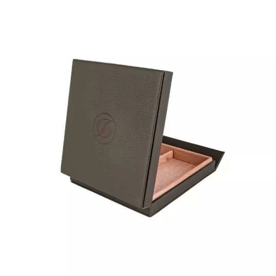 Bőr borítású kézzel készített S.T. Dupont Okoumé fával bélelt utazó humidor 8 szál szivar részére-Khaki zöld