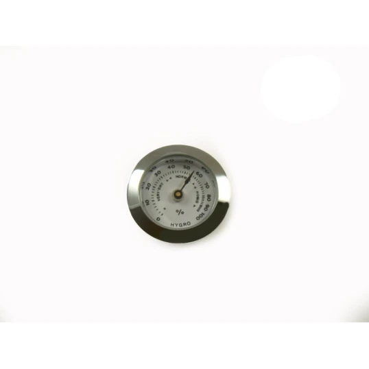 Króm higrométer humidorba, 25 mm – fehér hátlappal - Hygrometer