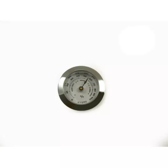 Króm higrométer humidorba, 25 mm – fehér hátlappal