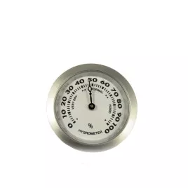 Humidor hygrométer - króm színű, fehér hátlappal - 3,5 cm 