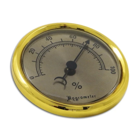 Humidor hygrométer - arany színű, nagy méretű - Hygrometer
