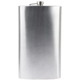 Rozsdamentes acél flaska, szál csiszolt laposüveg - 64 oz. = 1.89 liter