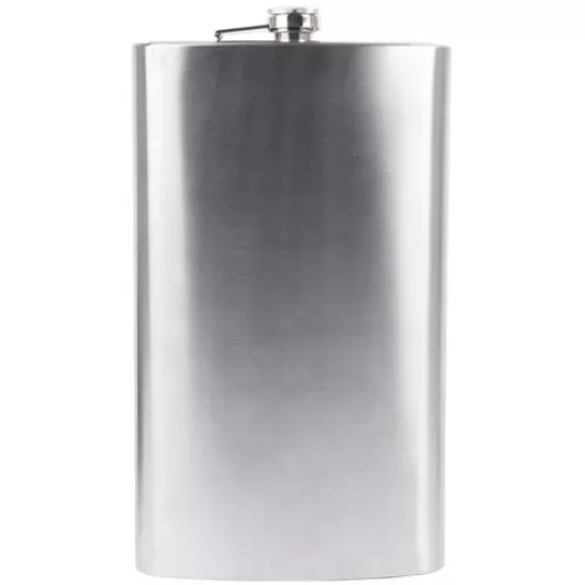 Rozsdamentes acél flaska, szál csiszolt laposüveg - 64 oz. = 1.89 liter