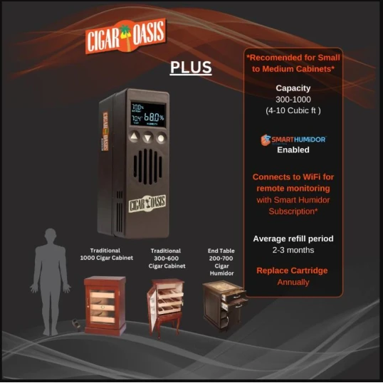 Cigar Oasis Plus 3.0 elektromos párásító szivar szekrényekhez - beépített WIFI-vel, akár 1000 szál szivar tárolásához is ideális