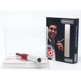 Denicotea Automatic cigaretta szipka rövid, króm és vörösesbarna színű - 87mm