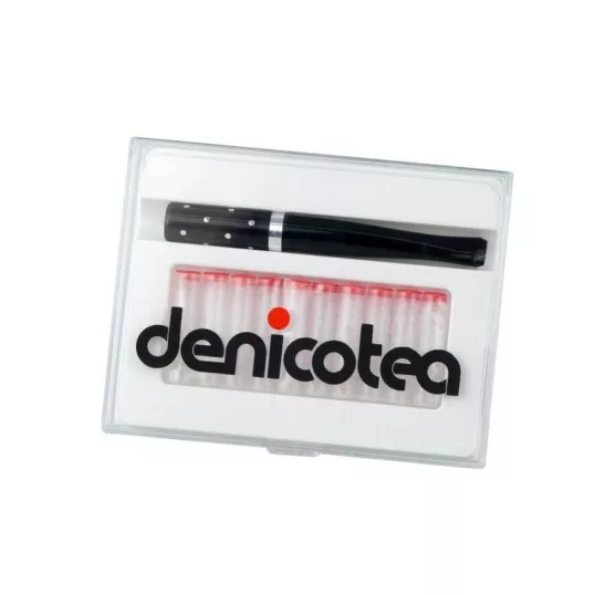Denicotea Automatic Cavalier-Star cigaretta szipka fekete ezüst színű gyűrűvel – 100 mm