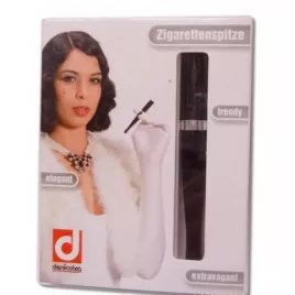Denicotea Automatic cigaretta szipka – fekete színű, ezüst színű gyűrűvel, 9mm filterrel - 10 cm 