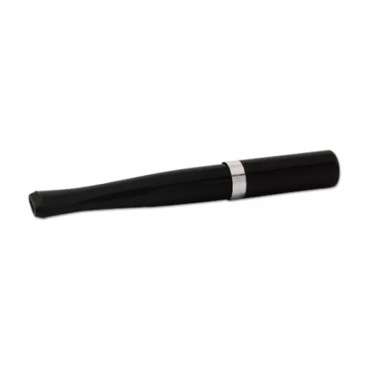 Denicotea Automatic cigaretta szipka – fekete színű, ezüst színű gyűrűvel, 9mm filterrel - 10 cm 