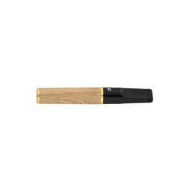 Denicotea Nice cigaretta szipka szantálfa borítással, világosbarna-fekete, arany színű gyűrűvel – 74 mm