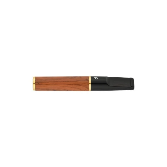Denicotea Nice cigaretta szipka diófa borítással, barna-fekete, arany színű gyűrűvel – 74 mm - Standard szipka