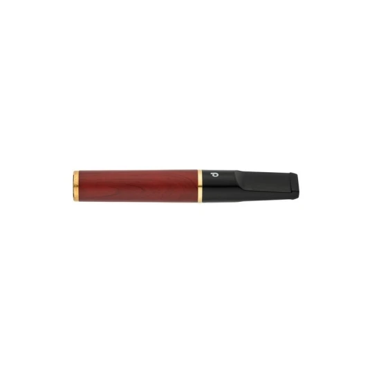 Denicotea Nice cigaretta szipka mahagóni fa borítással, vörösesbarna-fekete, arany színű gyűrűvel – 74 mm - Standard szipka