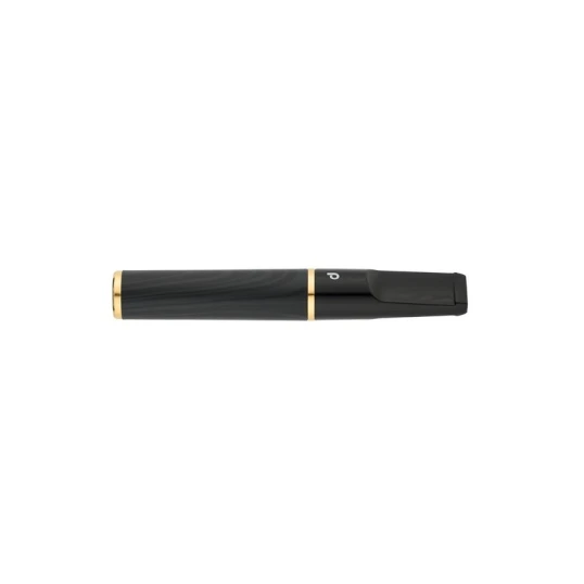 Denicotea Nice cigaretta szipka ébenfa borítással, fekete, arany színű gyűrűvel – 74 mm - Standard szipka