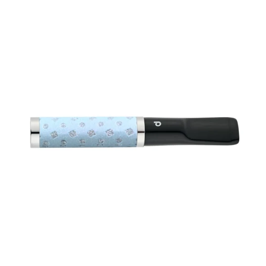 Denicotea Slimline cigaretta szipka világoskék csillámporos mintával, slim adapterrel – 69 mm - Standard szipka