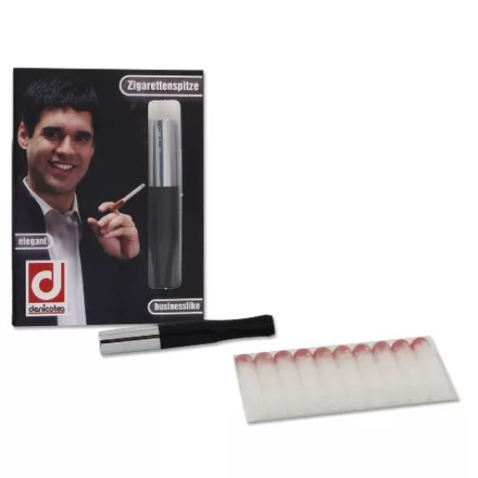Denicotea Standard cigaretta szipka fekete és ezüst színben – 78 mm