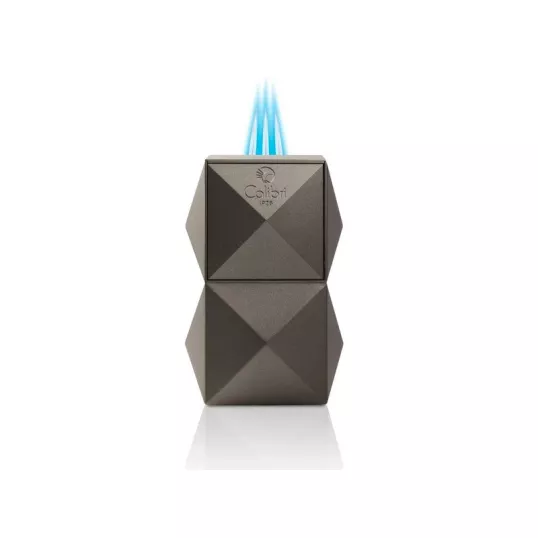 Colibri Quasar Gunmetal, nagy méretű asztali szivargyújtó 3-as szúrólánggal - sötétszürke
