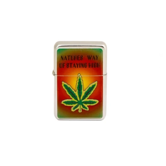 Angel Benzines öngyújtó króm - színes cannabis mintás  - Egész tálca - 4 db