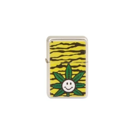 Angel Benzines öngyújtó króm - színes cannabis virág mintás  - 2
