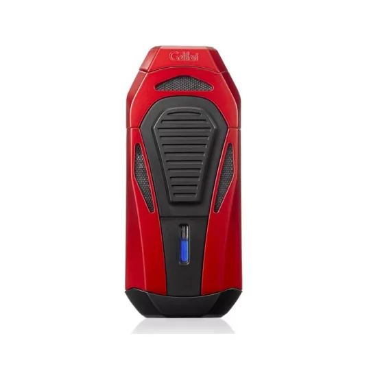Colibri Boss III Jet Red Black szivar gyújtó 3-as szúrólánggal és kihajtható dupla pengés szivarvágóval - fekete/vörös