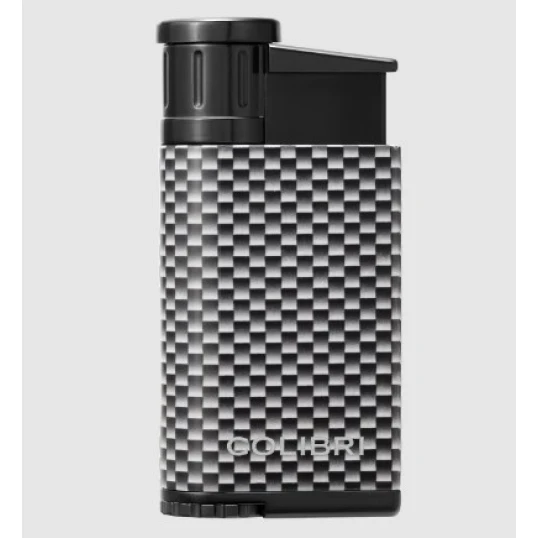 Colibri Evo CF fehér-ezüst szivaröngyújtó – ferde jet lánggal, karbon mintával - Colibri Evo