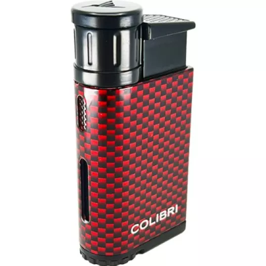 Colibri Evo CF piros szivaröngyújtó – ferde jet lánggal, karbon mintával