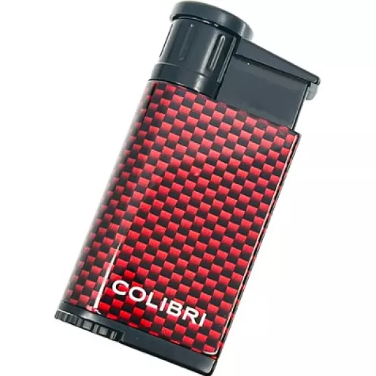 Colibri Evo CF piros szivaröngyújtó – ferde jet lánggal, karbon mintával