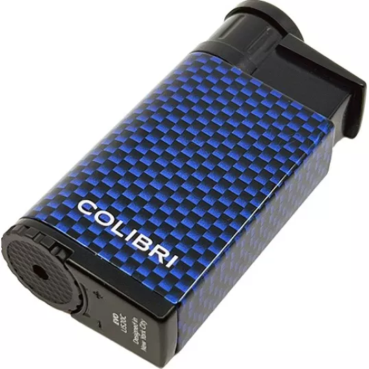 Colibri Evo CF kék szivaröngyújtó – ferde jet lánggal, karbon mintával