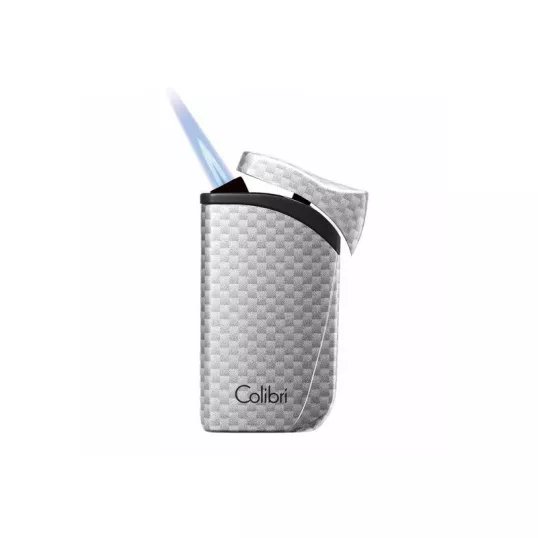 Colibri Falcon Carbon Fiber Silver különleges kialakítású szúró lángos szivar öngyújtó - ezüst