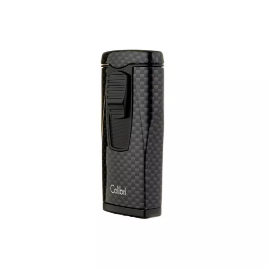 Colibri Monaco Carbon Fiber Black, hármas piramis formájú lánggal égő szúrólángos szivar öngyújtó - fekete