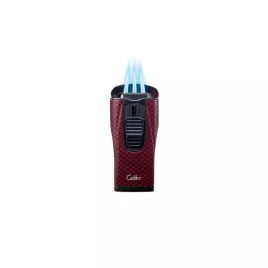 Colibri Monaco Carbon Fiber Red, hármas piramis formájú lánggal égő szúrólángos szivar öngyújtó - vörös