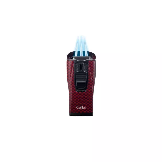Colibri Monaco Red Carbon Fiber hármas piramis lángú szúrólángos szivar öngyújtó – piros karbon mintás